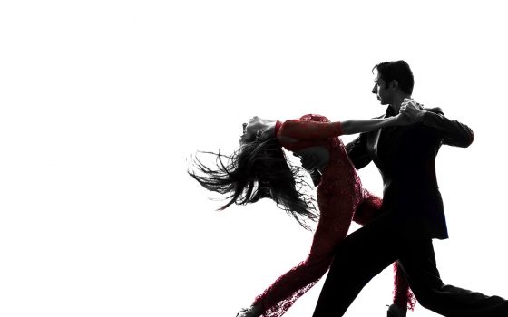 The Dance Floor: Salsa Couples dancing in White Background The Dance Floor: Salsa Couples dancing in White Background